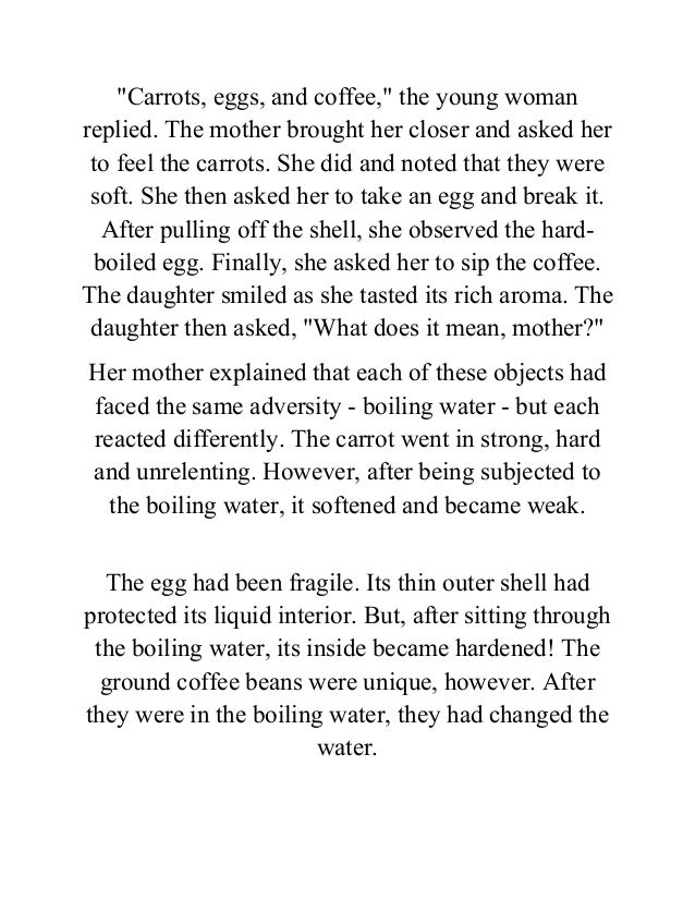 carrot egg and coffee bean story ppt potatoes eggs and coffee beans summary
